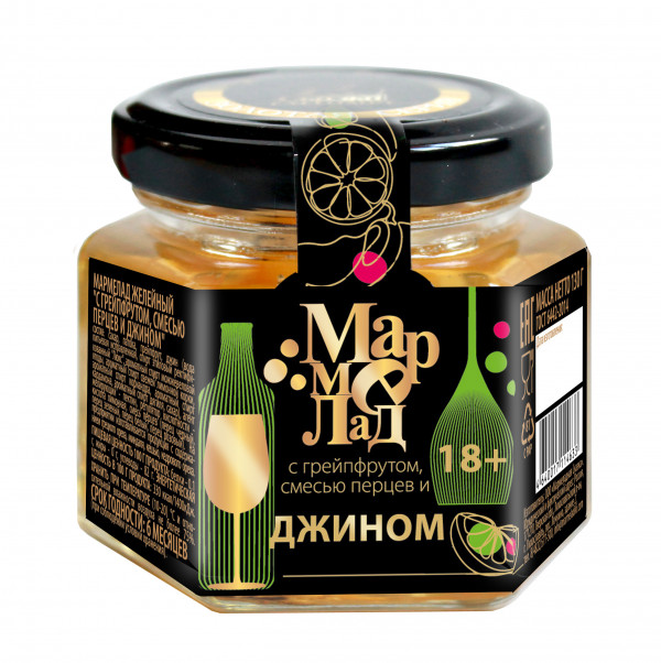 №2 Мармелад в банке "С грейпфрутом, смесью перцев и джином" 130г (18+)  в Балашове