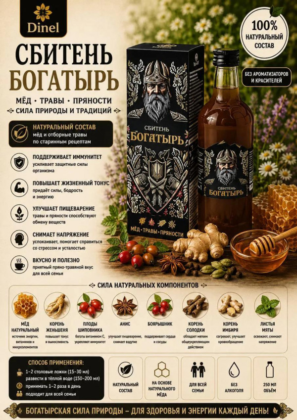 №3 Сбитень Богатырь, 250мл  в Балашове