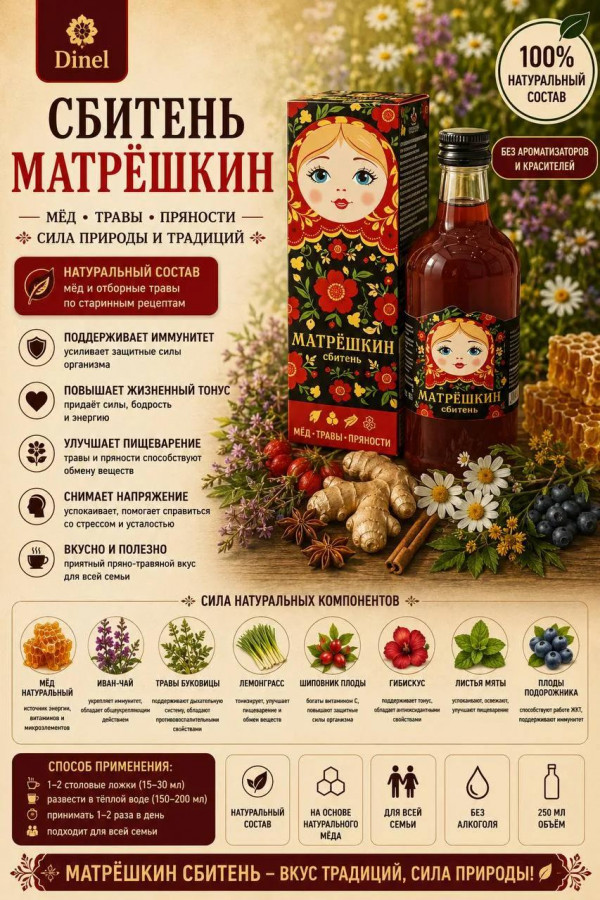 №3 Сбитень Матрёшкин, 250мл  в Балашове
