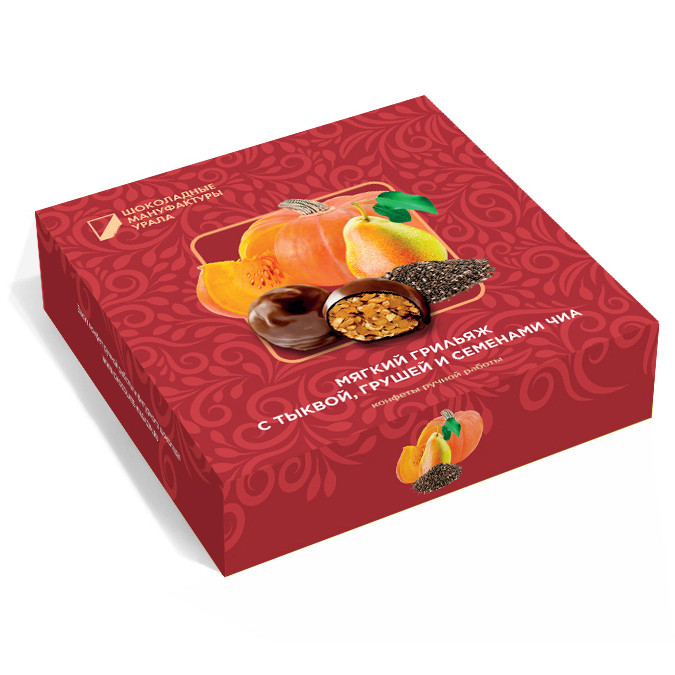  Конфеты шоколадные Мягкий грильяж с "Тыквой, грушей и семенами чиа" 160 гр в Балашове