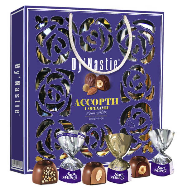 №3 Династия Сумка Конфеты "Ассорти с орехами", 210г     в Балашове